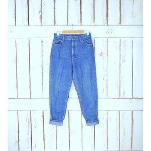 Vintage blue fade Lee stone wash high waisted tapered leg blue jeans